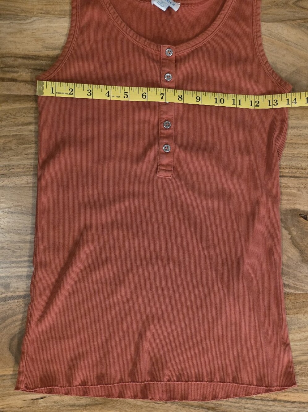 Sundance Medium Ribbed Tank Top: Sundance Ribbed Henley in Rust-Orange - Picture 7 of 8
